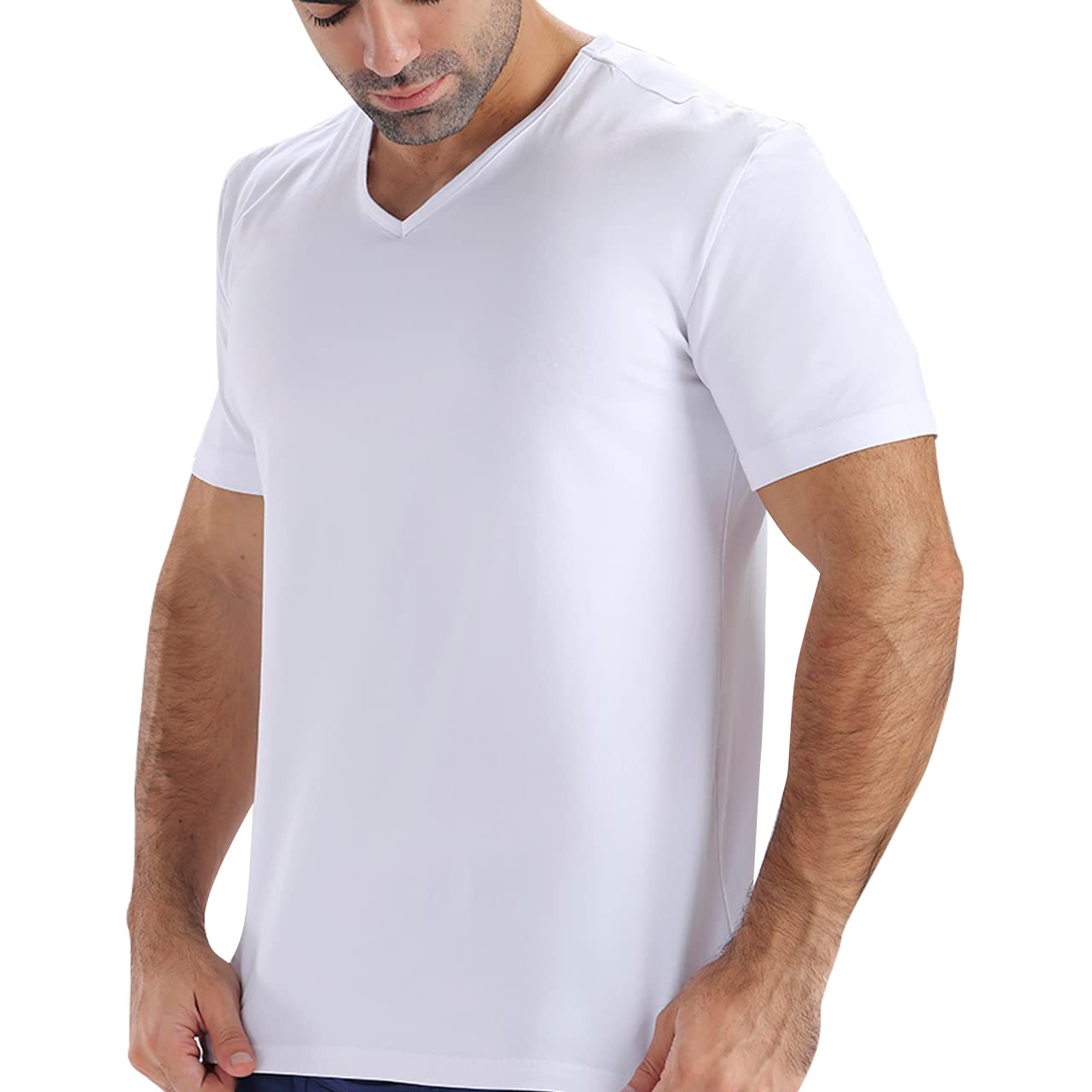 Knight Men's Cotton Active V-Neck Shirt - White (Size: S)