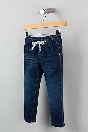 Concrete C322PT4-S22-45N-1034 Pants features a zipper and elastic at the waist with a rope for boys - Dark Blue