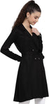 Krave Women Olive Green Solid Double-Breasted Overcoat