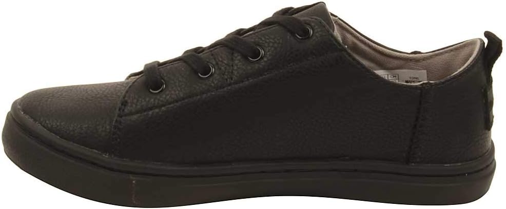 TOMS Faux Leather Lace-Up Sneakers With Pull Tab for Boys, Black, 31 EU