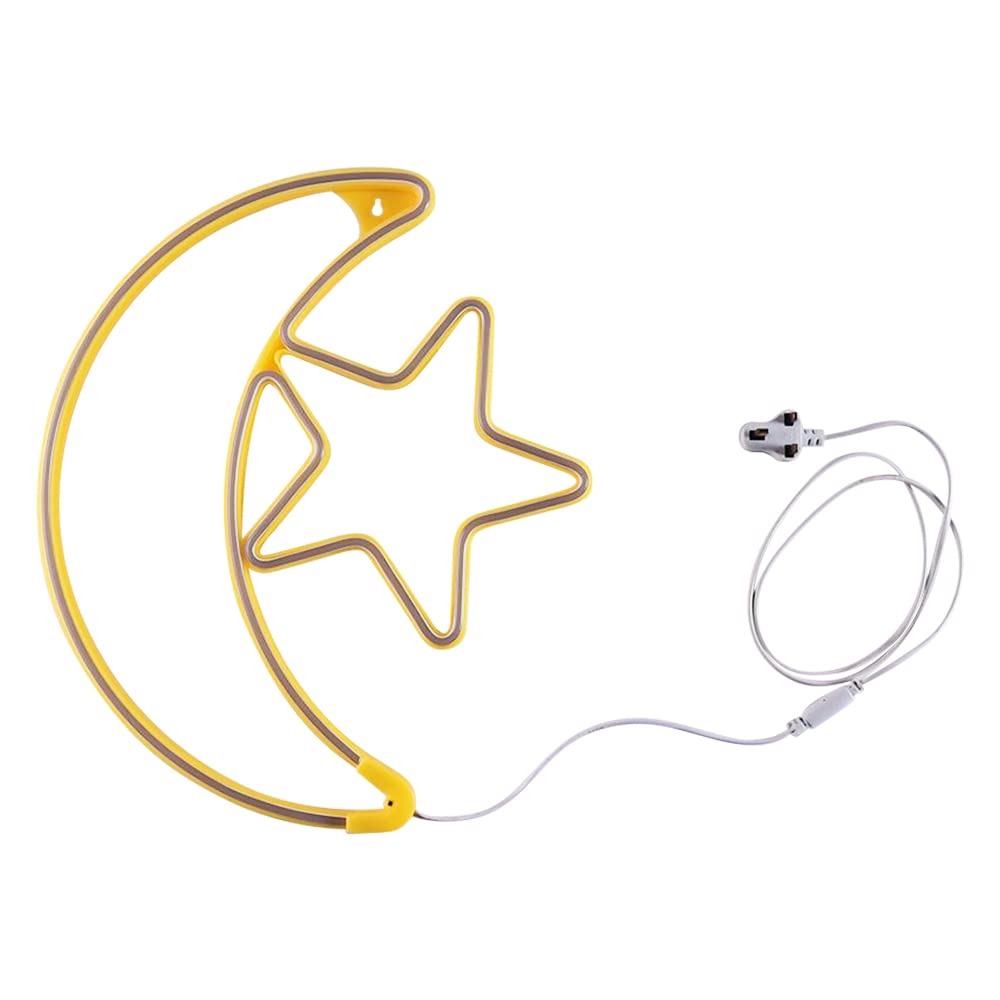 HILALFUL Moon Star Medium Light Ideal for Living Rooms, Bedrooms, and Outdoor Spaces | Perfect Festive Gift for Ramadan, Eid, Birthdays, Weddings, and Housewarmings | Includes 1.5m Cable