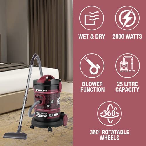 Nikai 25L 2000W Vacuum Cleaner with Blower Attachment and Telescopic Tube – NVC350T