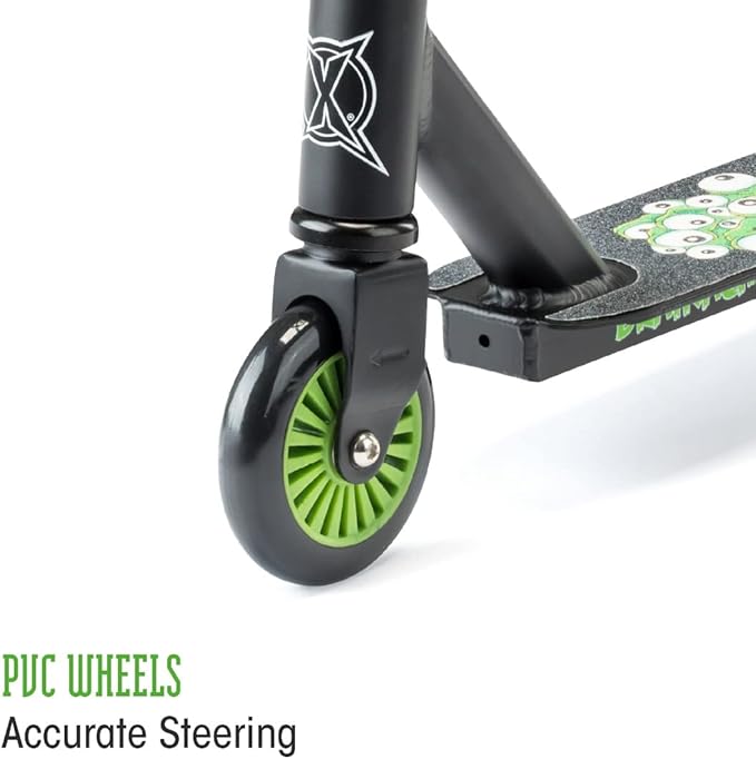 Xootz Brainache Kids Scooter, Boys and Girls Kick Scooter, Entry Level, Children’s Beginners T-Bar Stunt Scooter, Stylish Grip Tape Deck, Ages 5+, Green