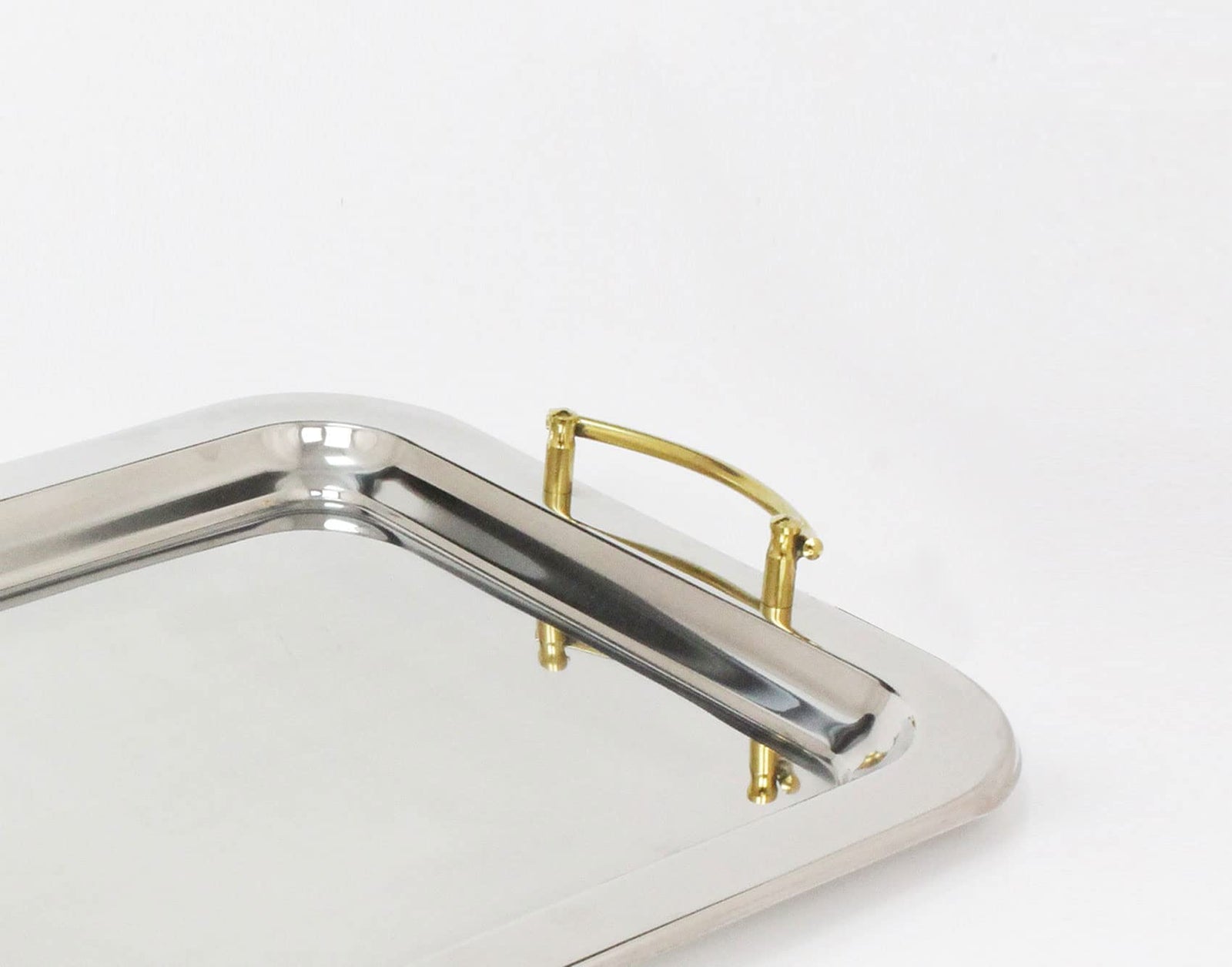Blackstone Stainless Steel Serving Tray With Gold Handle (33X46 CM)