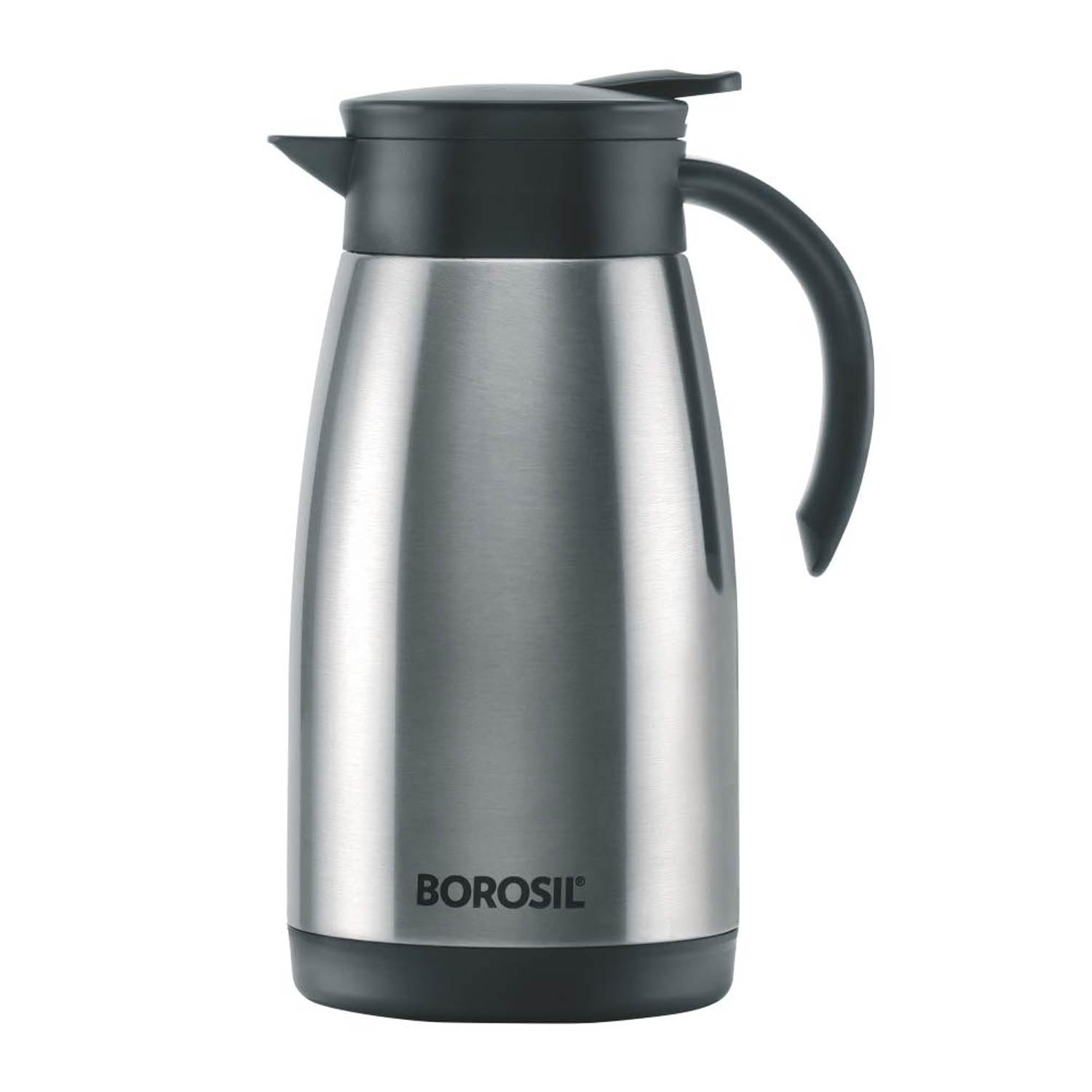 BOROSIL VACUUM INSULATED STAINLESS STEEL TEAPOT | TEA POT | THERMAL FLASK | THERMOS | CARAFE | JUG | COFFEE POT | FOR WATER, COFFEE, TEA | 1 LITER SILVER