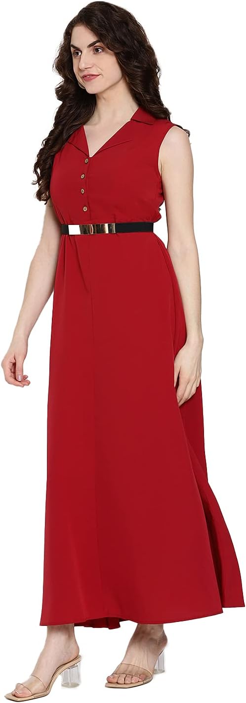 Styleville.in Polyester Fit and Flare Casual Dress.Red.M