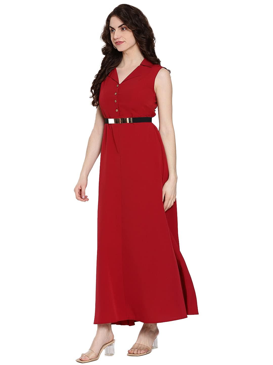 Styleville.in Polyester Fit and Flare Casual Dress.Red.M