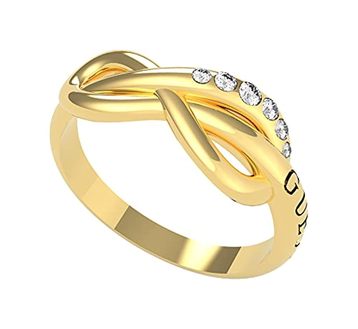 Guess UBR20034-50 Stainless Steel Zircon Embellished Stone Infinity Shape Ring for Women - Gold, 50 millimeters, Zircon