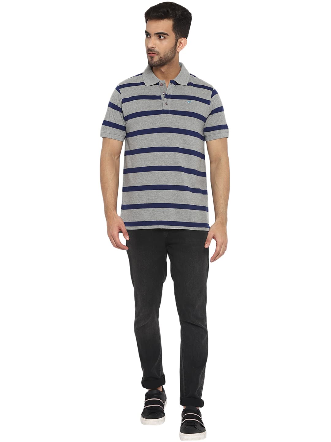 Deniklo Men's Striped Regular fit Polo Shirt