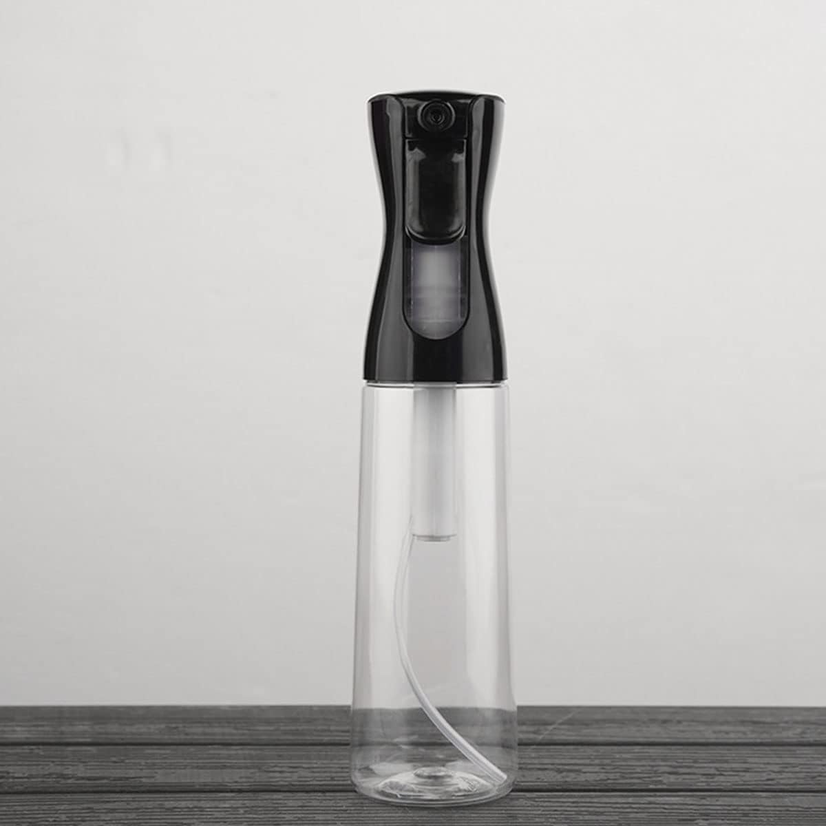 ECVV® Continuous Spray Bottle Plastic Empty Hair Mist Sprayer Ultra Fine Water Mister for Hairstyling Cleaning Salons Plants Pet Care (300ml, Transparent Black)