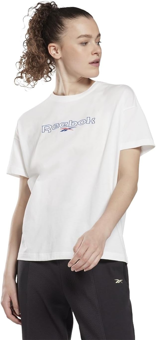 Reebok Brand T-shirt HD0938 TRAINING white GRAPHIC T-shirt (SHORT SLEEVE) for Women