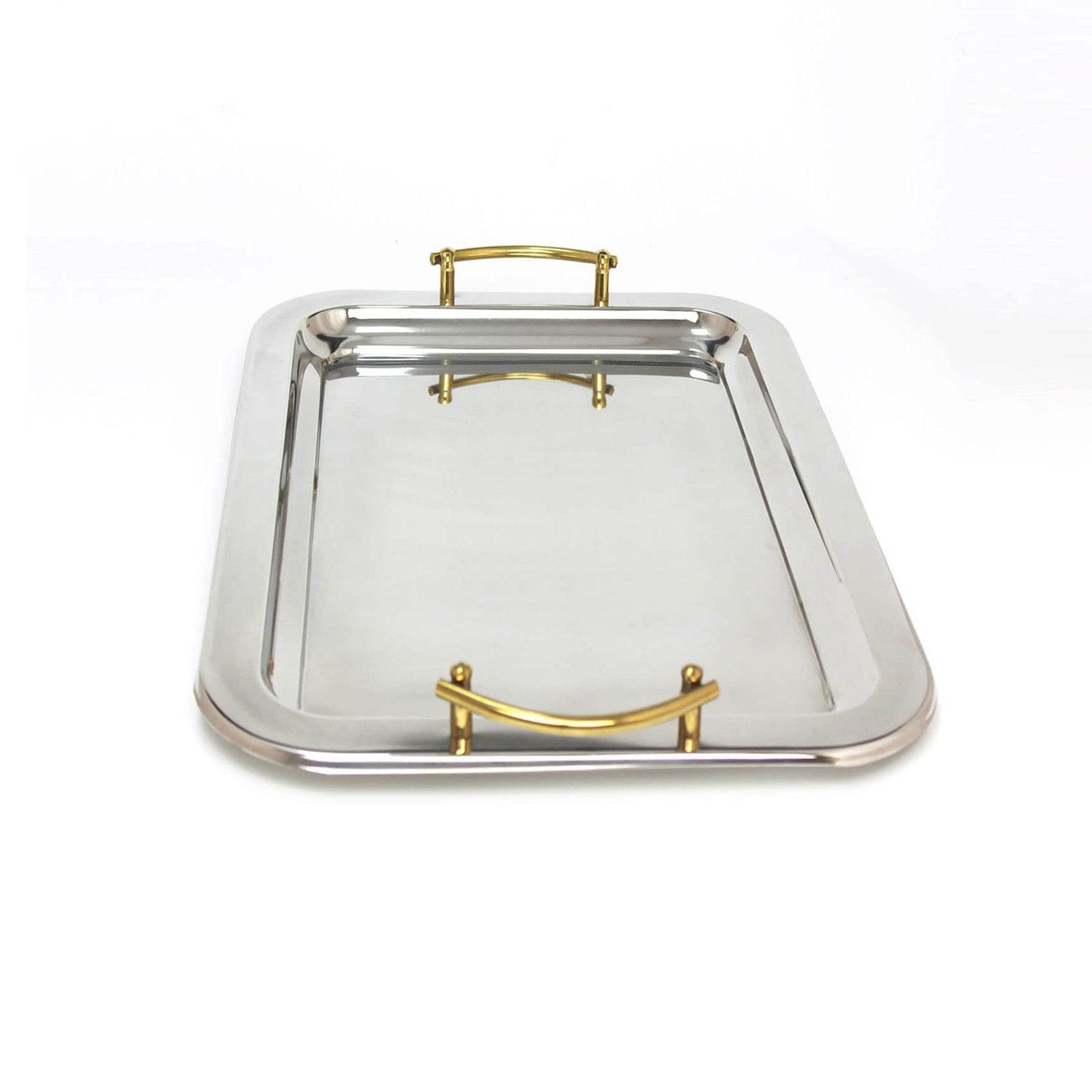 Blackstone Stainless Steel Serving Tray With Gold Handle (33X46 CM)