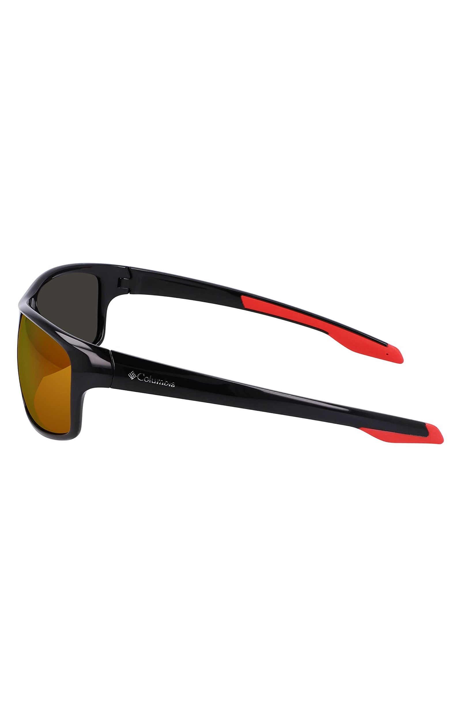 Columbia Men's Burr Polarized Rectangular Sunglasses, Shiny Black & Red/Orange Revo, One Size