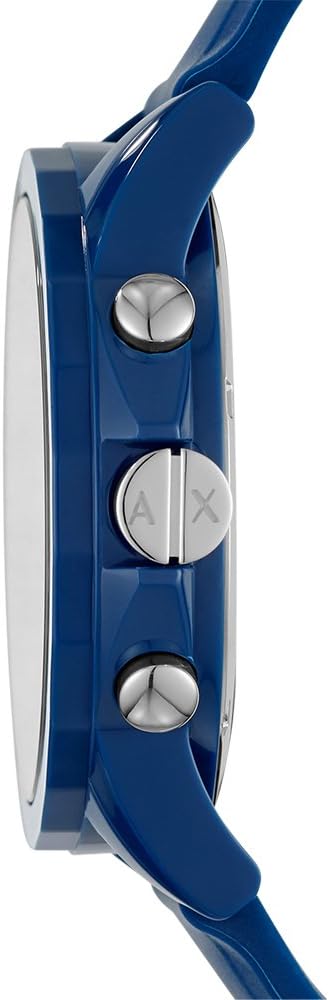 Armani Exchange Men's Stainless Steel Analog-Quartz Watch with Silicone Strap , BLUE