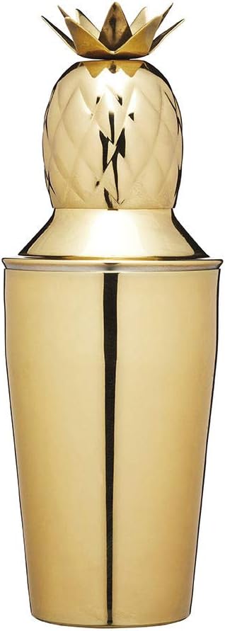 Bar Craft BCCSPAPL Pineapple Cocktail Shaker with Recipe, Stainless Steel, 325 ml, Brass-Effect