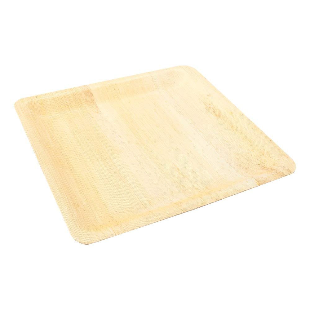 Bamboo Leaf Dinner Plate, Square Bamboo Leaf Plate - Large, Entree - 9.8