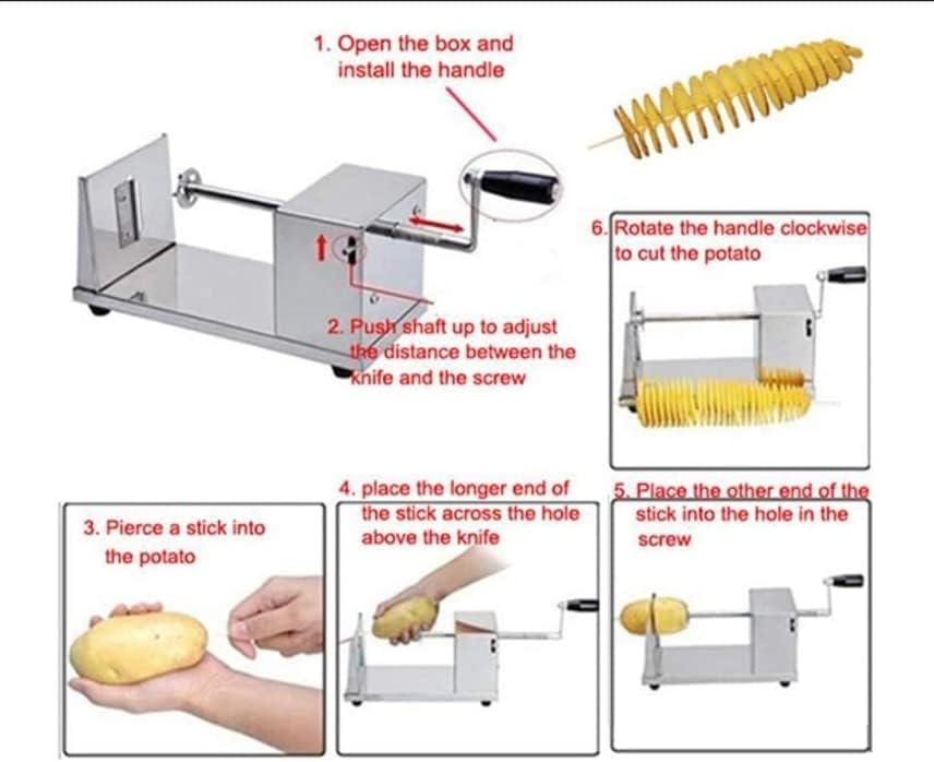 ECVV Manual Stainless Steel Twisted Potato Slicer Spiral Vegetable Cutter French Fry