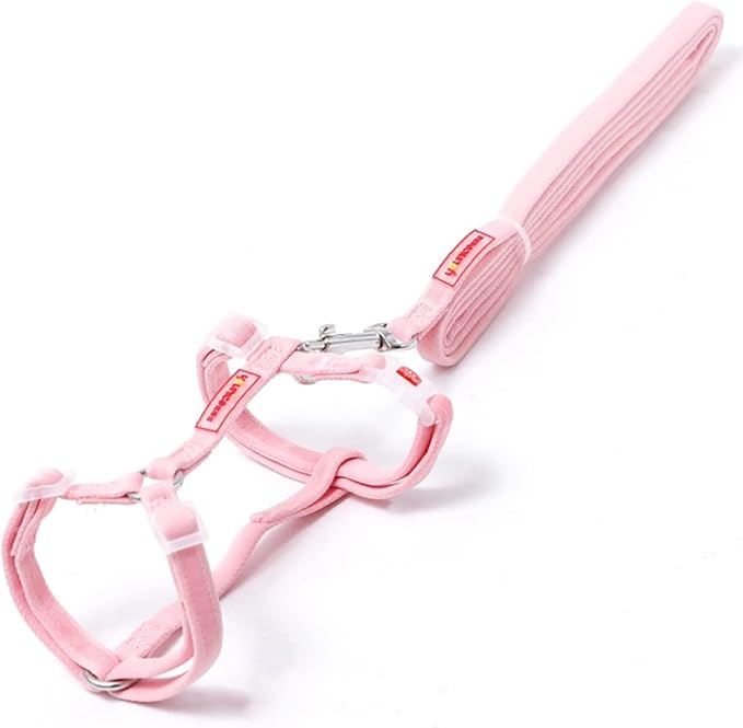 Golden Panda Cat Harness Lead Set 10mm x 24-40cm, Lead 130cm Color: Pink