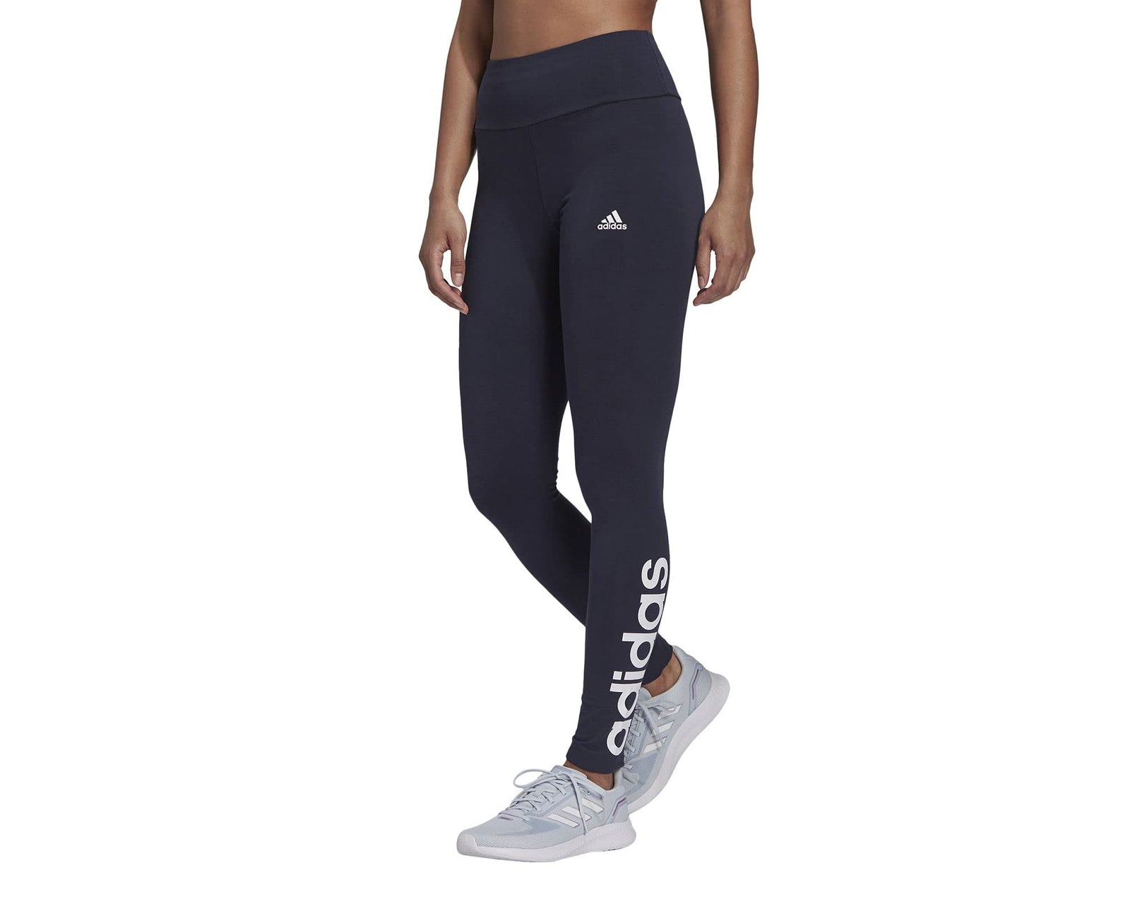 Adidas womens ESSENTIALS HIGH-WAISTED LOGO LEGGINGS Tights , NAVY , L