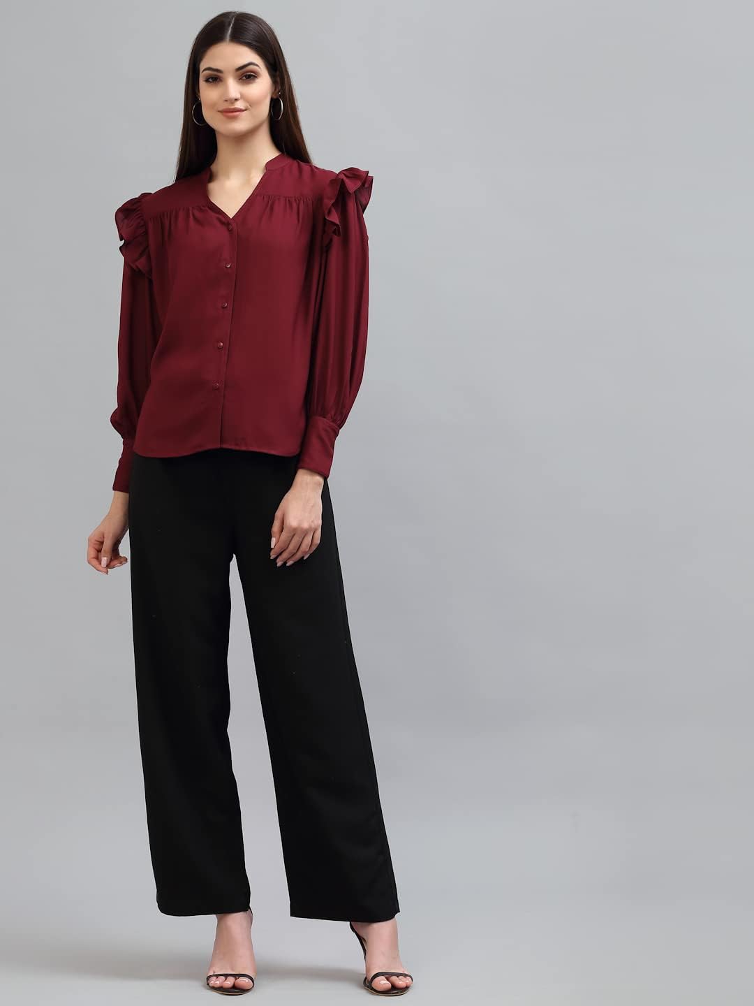 Krave Women Formal Shirt.Maroon.M