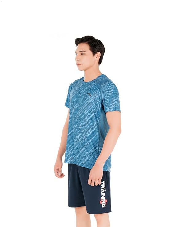 Anta Patterned Front Logo Regular-Fit T-shirt for Men L