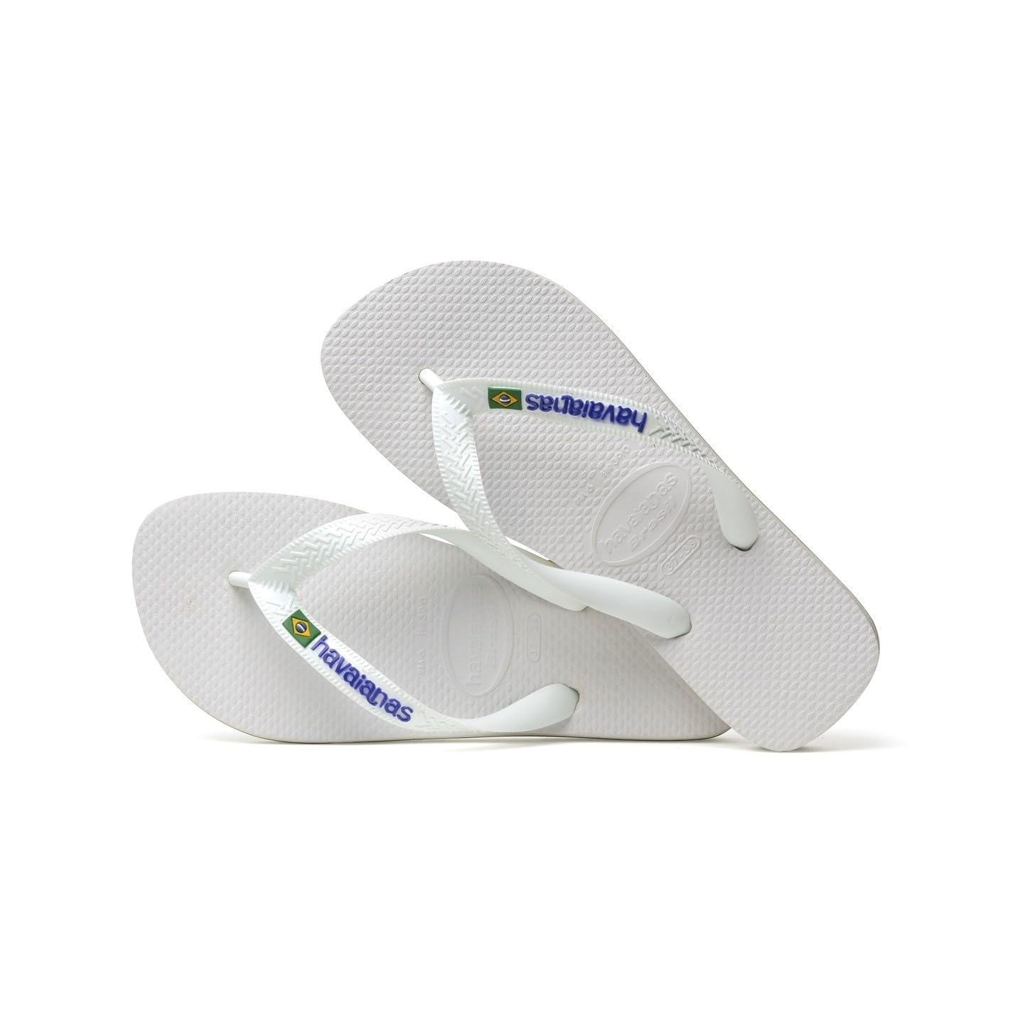 Havaianas Unisex Brasil Logo Thong Flip Flop Slipper, White, 45/46