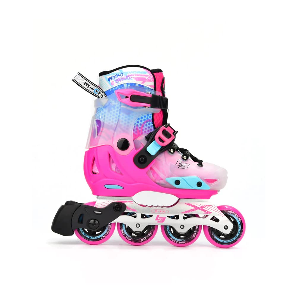 Micro Discovery Pink Inline Skates with Brake Set for Kids (37-40) | Adjustable Inline Roller Skates for Boys Kids & Girls | 7 to 14 Years UnisexOutdoor Skating Shoes | Skates for Kids|Outdoor Skating