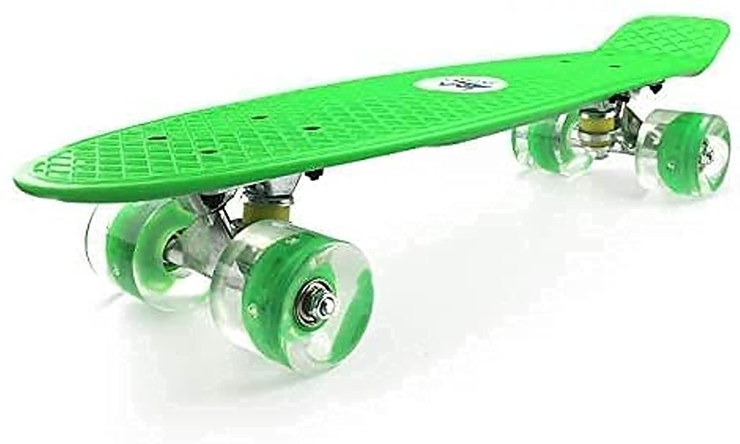 SportQ 22 Inch Mini Skateboard for Kids Teens Youth Adults with Colorful LED Light Wheels and Multi-Color Interpolator Skateboard for Beginners Fully Assembled