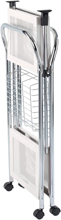 Wenko Sunny Foldable Kitchen and Utility Trolley, White, 60 x 90 x 44 cm