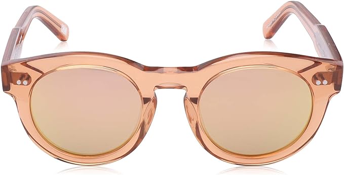 Chimi Peach Panto Sunglasses for Women - Transparent Peach Frame with Light Brown Lens