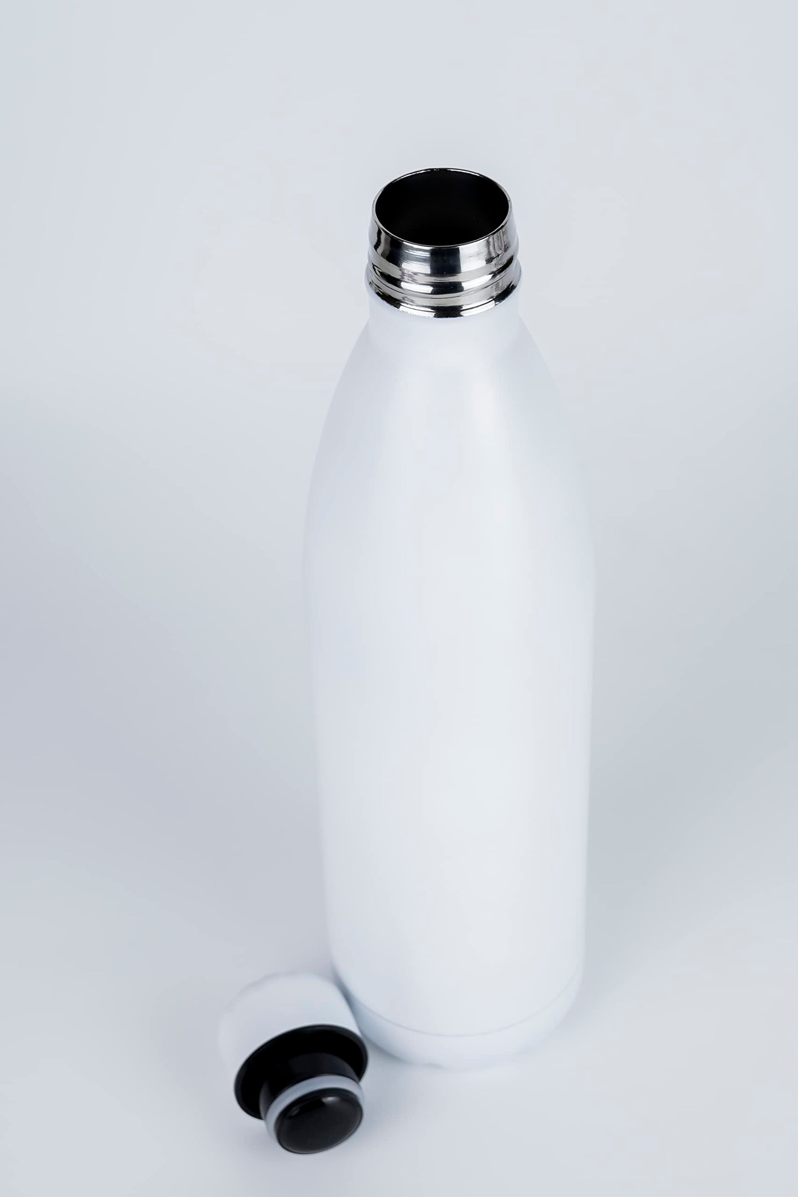 Nessan 500ml Sport Water Bottle Vacuum Insulated Stainless Steel Sport Water Bottle Leak-Proof Double Wall Cola Shape Water Bottle, Keep Drinks Hot & Cold - White