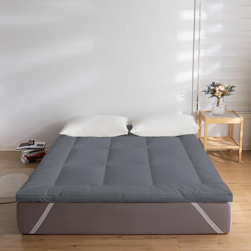 Sleep Well Soft Material Stripe Mattress Topper - 600GSM (180x200+7cm - Grey)