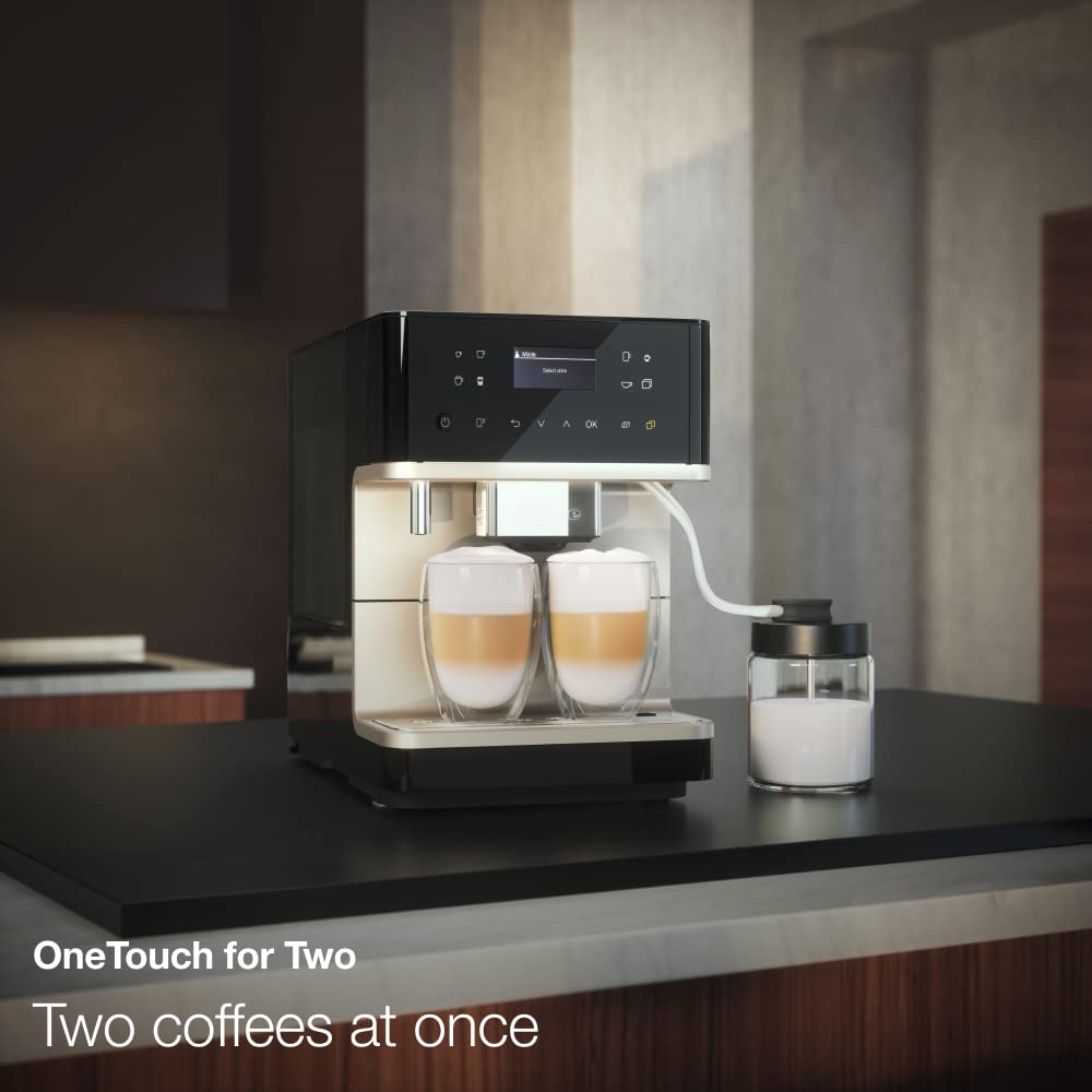 Miele CM 6160 MilkPerfection Bean-to-Cup Automatic Coffee Machine - OneTouch for Two, AromaticSystem, 4 individual profiles, DoubleShot, WiFi-compatible, LED lighting, easy cleaning in Obsidian Black