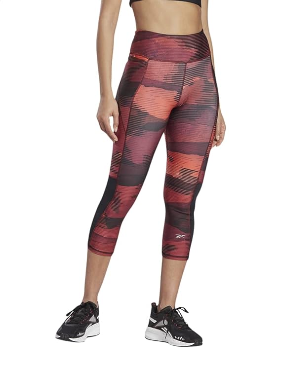 Reebok Patterned High-Waist Front Logo 3/4 Sport Tights for Women