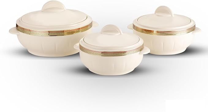 Royalford Casserole 3 Pieces Set, Attractive Insulated Food Containers That are Dishwasher Safe with Comfortable Handles