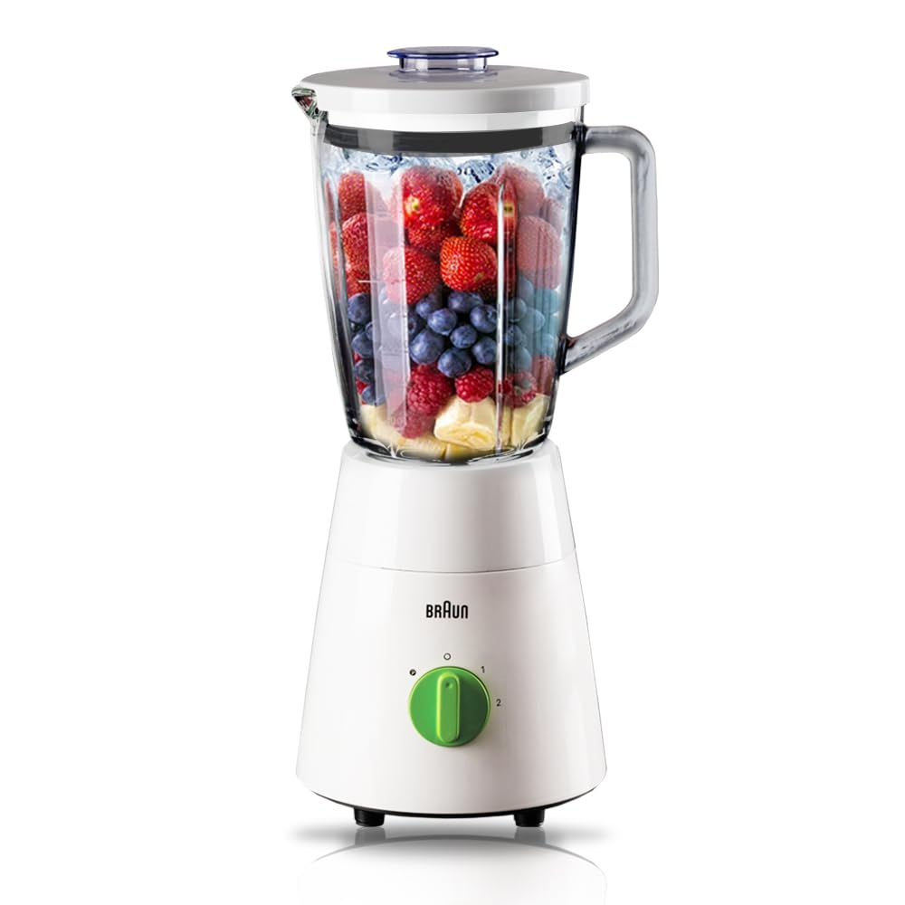 Braun PowerBlend 1 Jug Blender 500W, Glass, 1.5 L capacity, TriAction Technology, 2 Mills 2 speeds + ice crush/pulse function - JB 0153