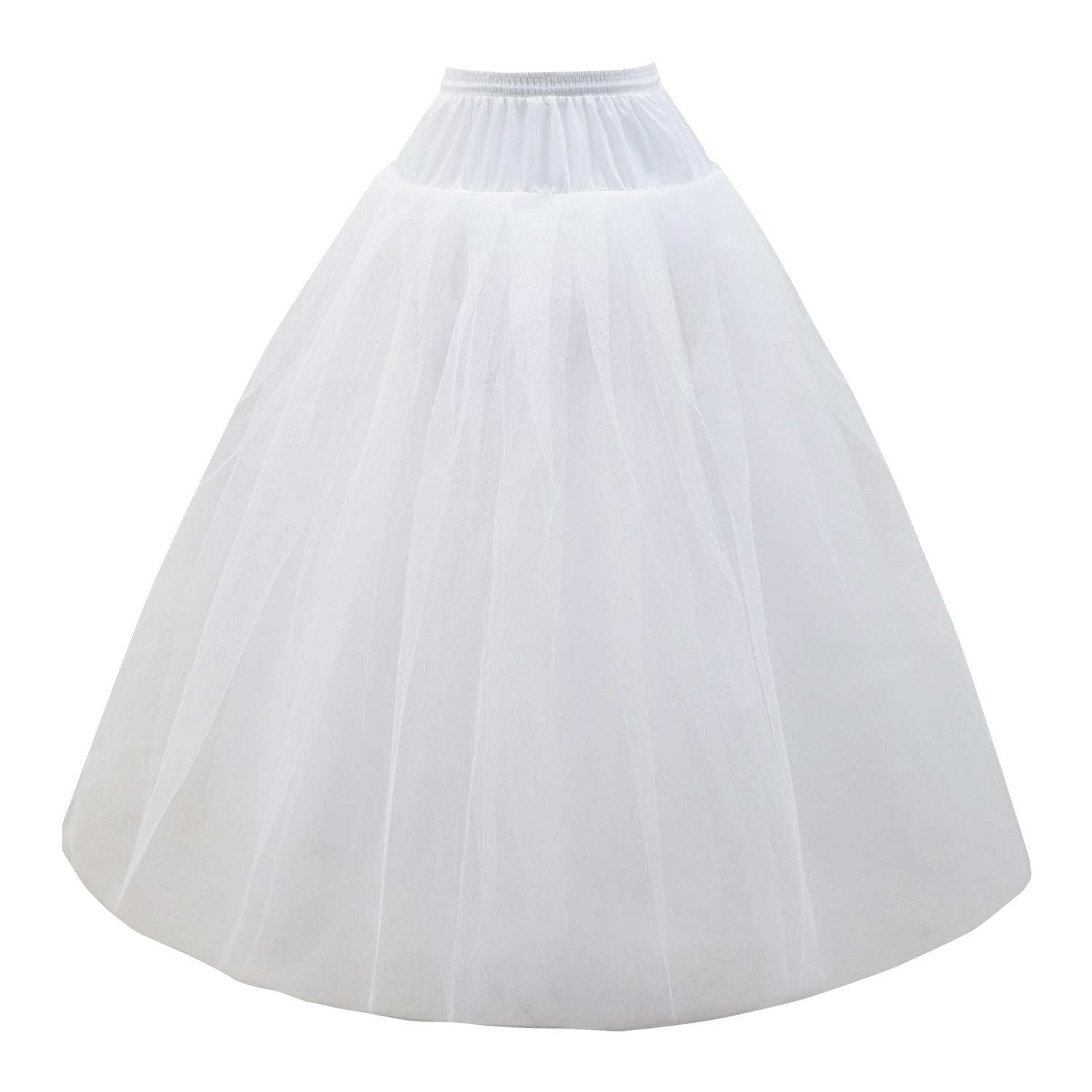 Aprildress A-line Hoopless Petticoat Crinoline Underskirt, White, Size One Size