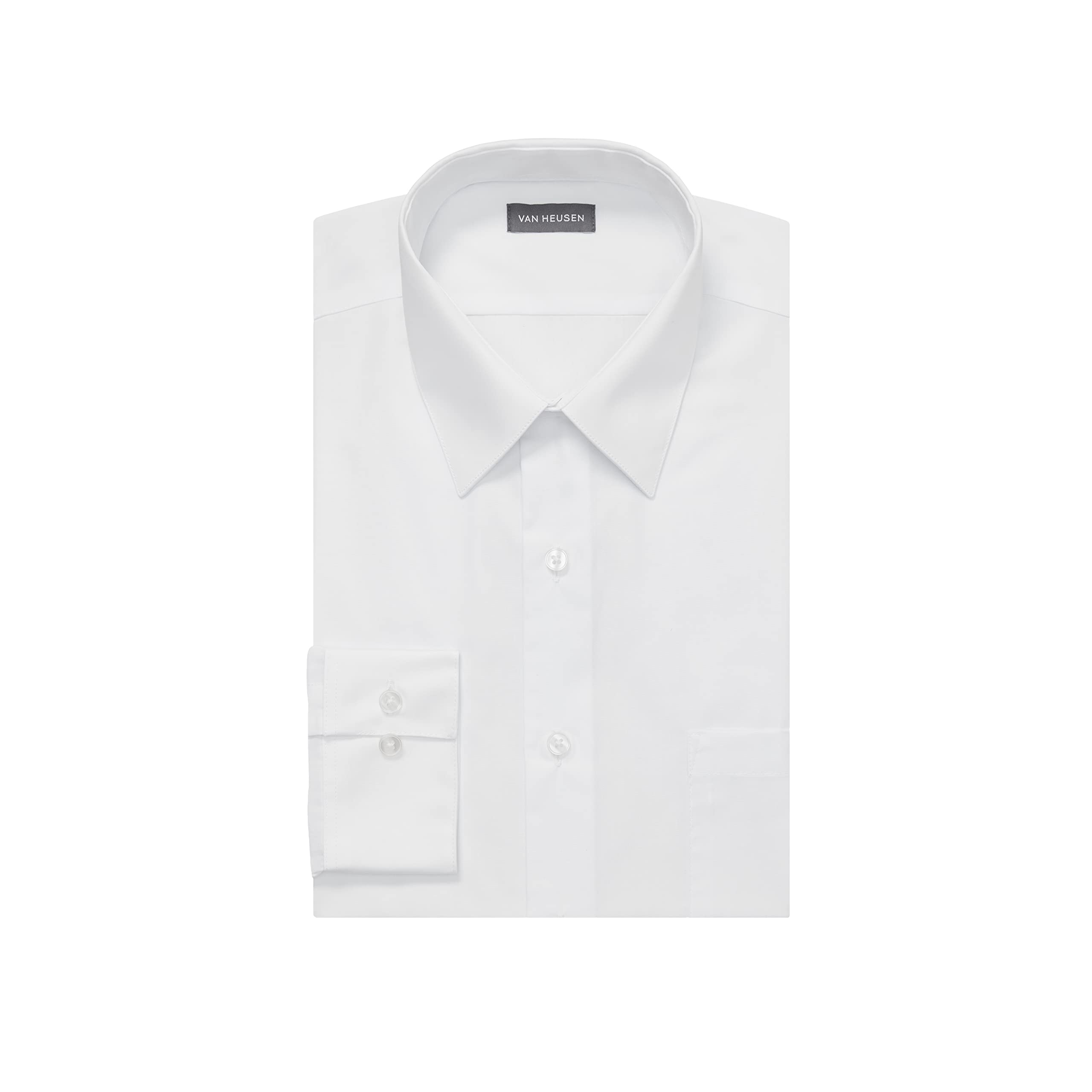 Van Heusen Mens Poplin Fitted Solid Point Collar MNS Dress Shirt