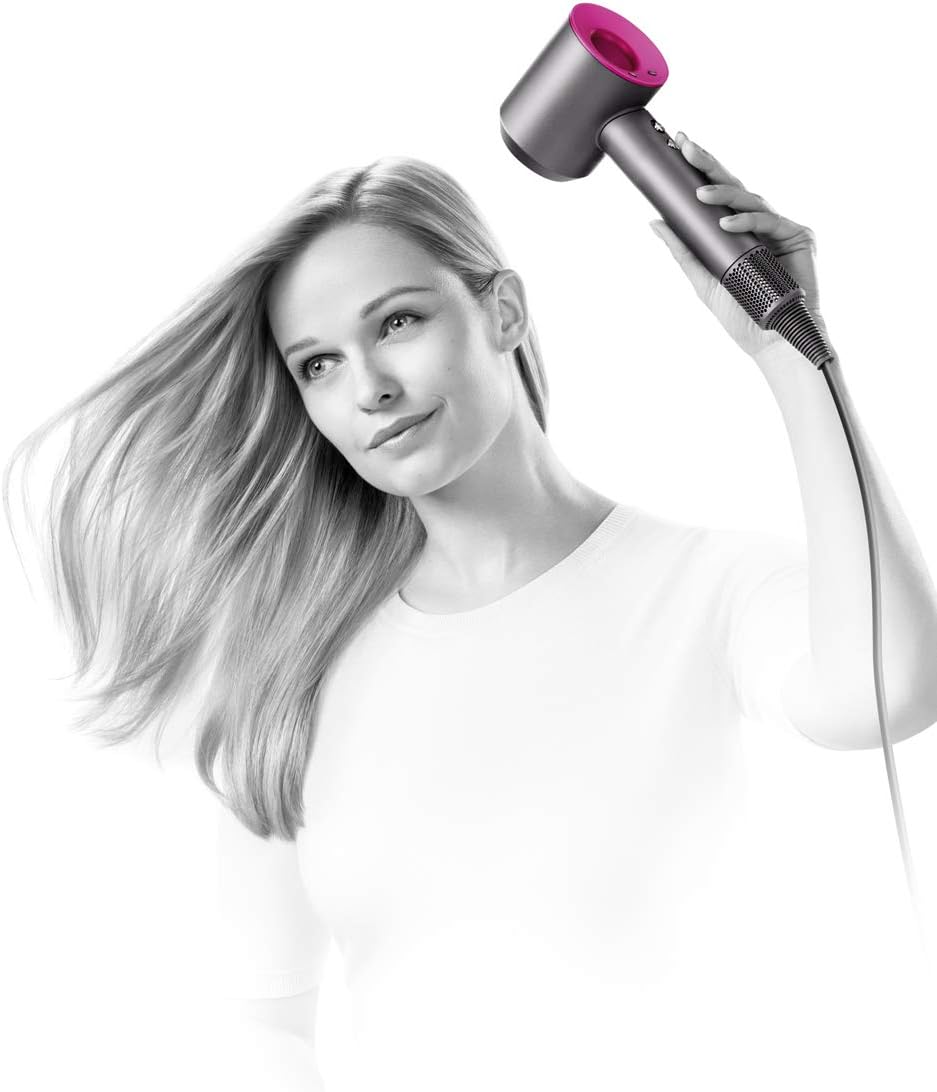 Dyson Supersonic Hair Dryer (includes four attachments - diffuser, smoothing nozzle, styling concentrator, gentle air dryer) (Fuchsia Pink/Iron)