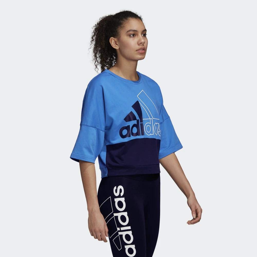 adidas Women's W 2cb Ss Crew Sweatshirt, Blue & Navy, XL