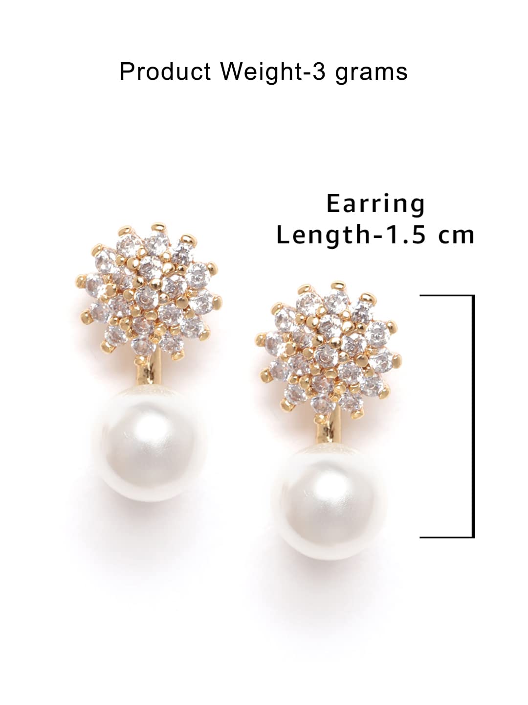 ZAVERI PEARLS Contemporary Stud Earrings For Women (Golden) (Zpfk9516)