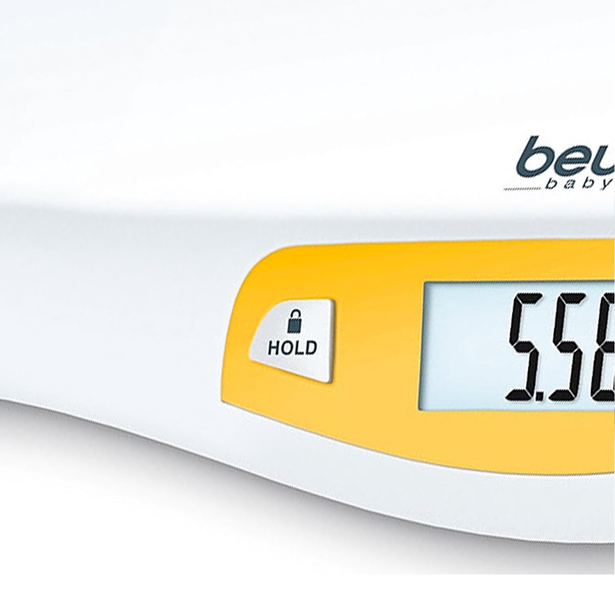 Beurer BY80 Baby Scale | Digital baby weighing scale with large LCD screen | Curved platform for comfort and safety | Tare and hold functions for easy weighing | 20kg load capacity | Easy wipe-clean