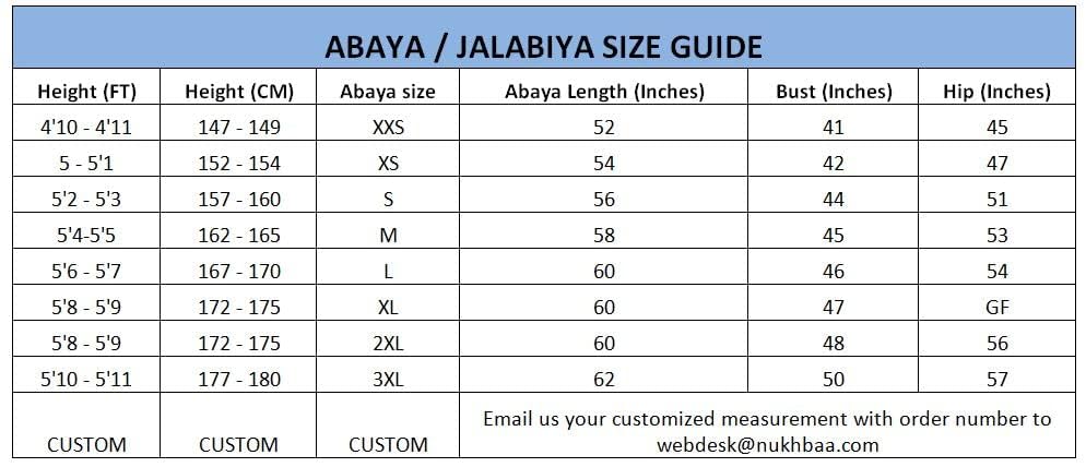 Nukhbaa Womens Premium Abaya Made With Fine Fabric, Comes Matching Hijab AJ728A