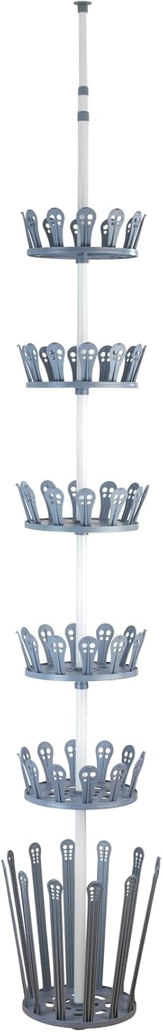 WENKO Telescopic Shoe Rack Achilles, Powder-Coated Metal, 6-Tier Adjustable Footwear Storage, Home & Bedroom Space Saver, 30x100-300x30cm, White