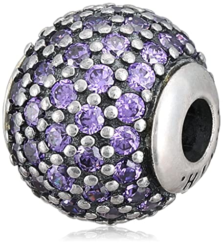 Pandora Essence Faith 925 Sterling Silver Cubic Zirconia Round-Shape Charm - Silver Purple