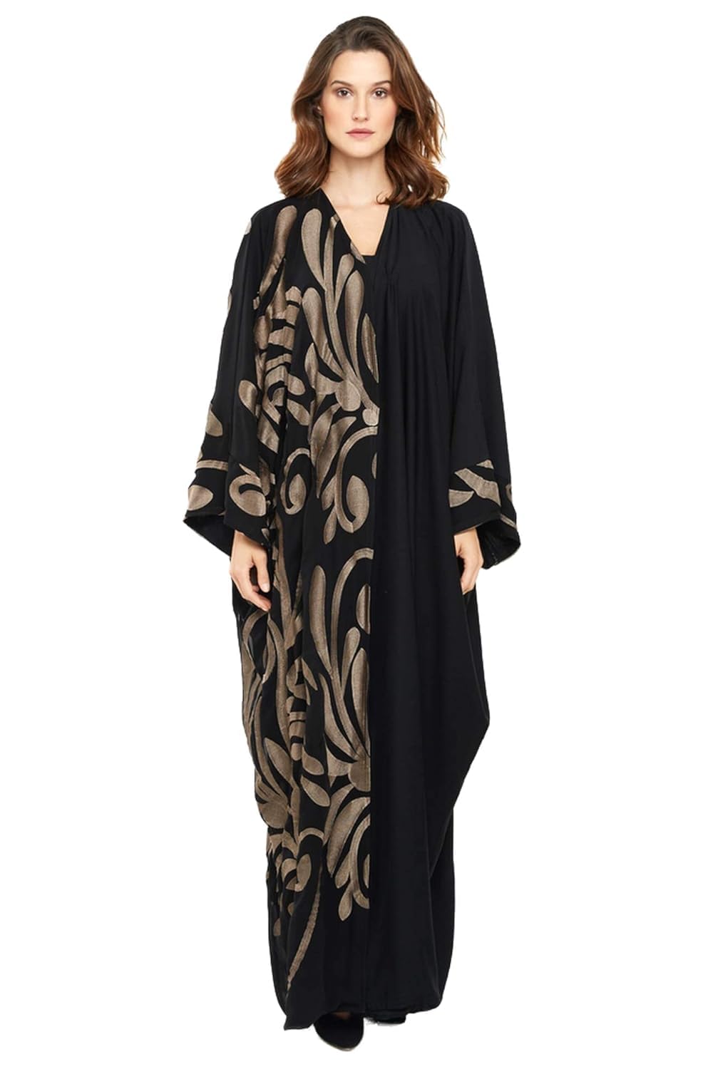 Nukhbaa Womens Premium Abaya Made With Fine Fabric, Comes Matching Hijab AJ728A