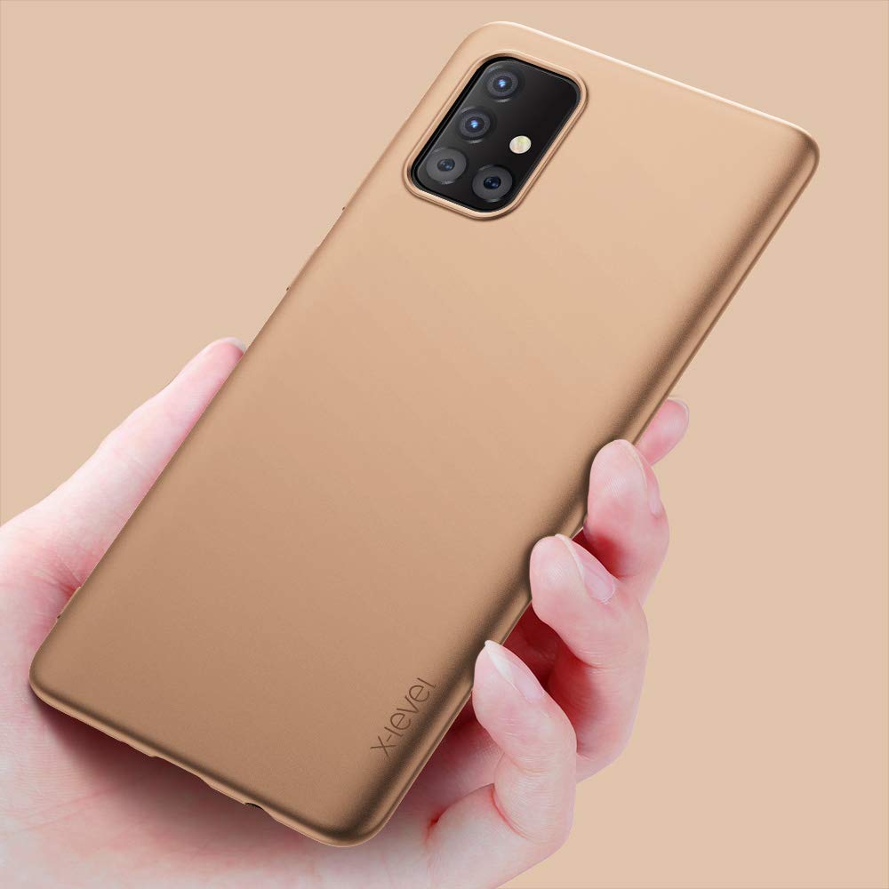 X-level Samsung Galaxy A51 Case Thin Soft Flexible TPU Ultra-Slim Fit Matte Finish Coating Grip Full Protective Mobile Phone Cover for A51-Gold