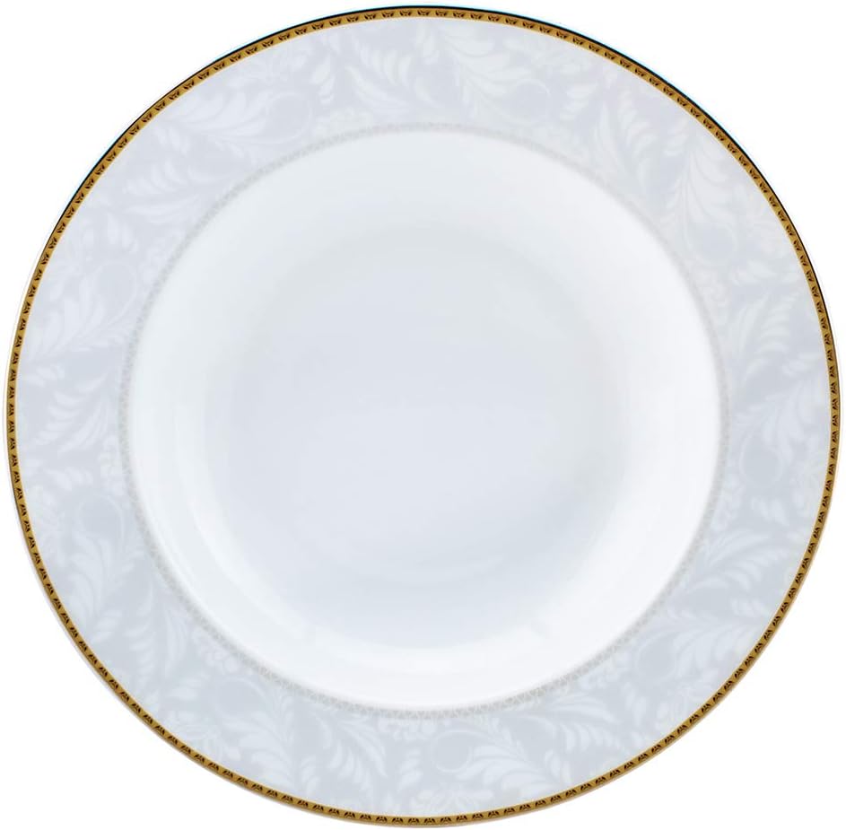 Shallow Porcelain Elegance Soup Plate with Gold Rim, White, 23 cm, TS-H1-32