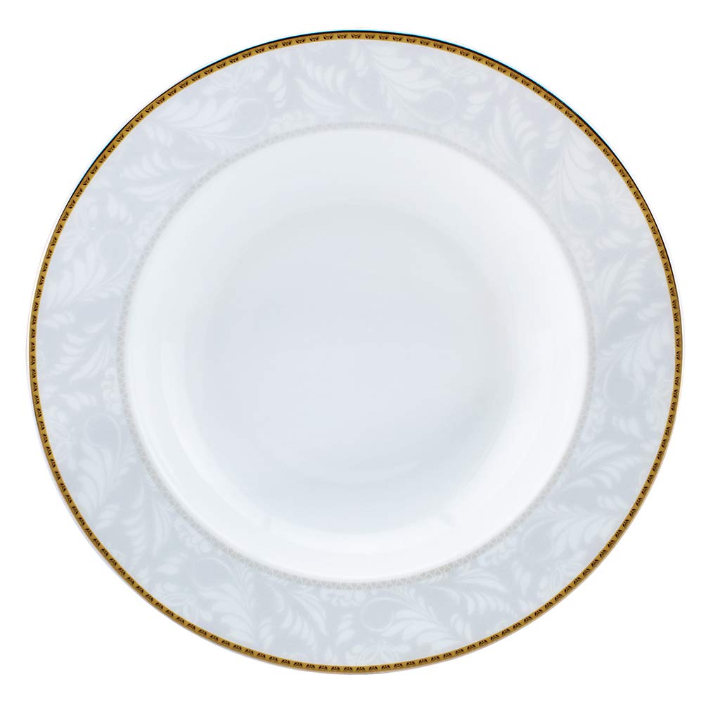 Shallow Porcelain Elegance Soup Plate with Gold Rim, White, 23 cm, TS-H1-32