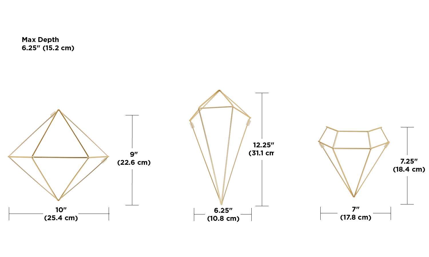 Umbra Prisma Geometric Sculptures, Decorate Your Wall with Modern Metallic Wire Shapes, Table top, Ceiling Décor, Set of 6, Copper for Kitchen